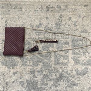 Maroon convertible cross body/clutch - like new
